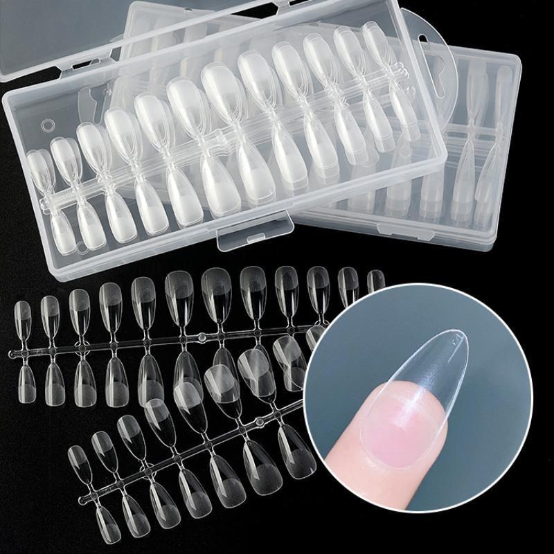 240pcs Press On Nails Coffin Nail Tips Clear Full Cover Fake Acrylic UV Gel Nails Extension System Oval Almond Sculpted False Nail Tips
