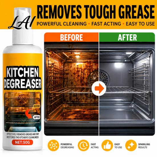 Range Hood Cleaner Grill Spray Heavy-Duty Grease Remover Kitchen Cleaner Effectively Easy Spray Remove Stains Degreaser for BBQ Grates Ovens