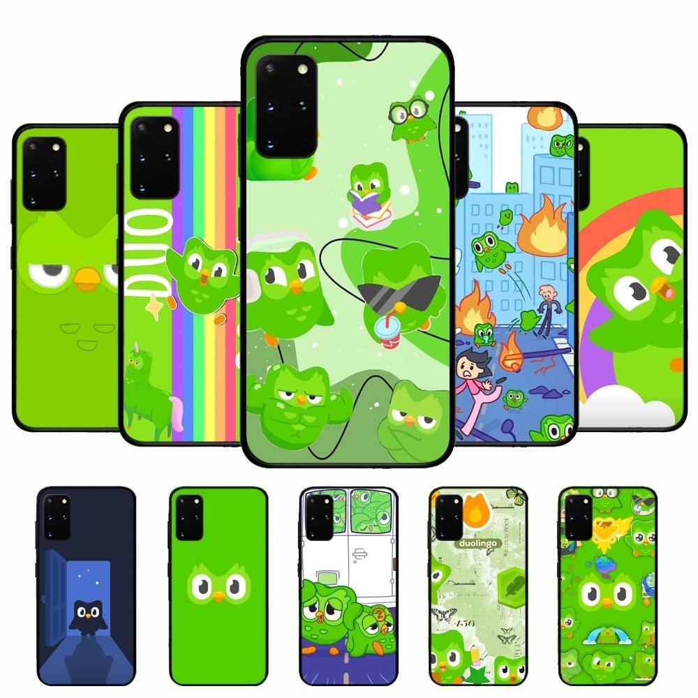 Популярный чехол для телефона с зеленой совой D-Duolingo для Samsung S 24 Fe 25 Ultra Plus 20 Lite 21 30 22 23 24 22 Ultra 5G Fundas