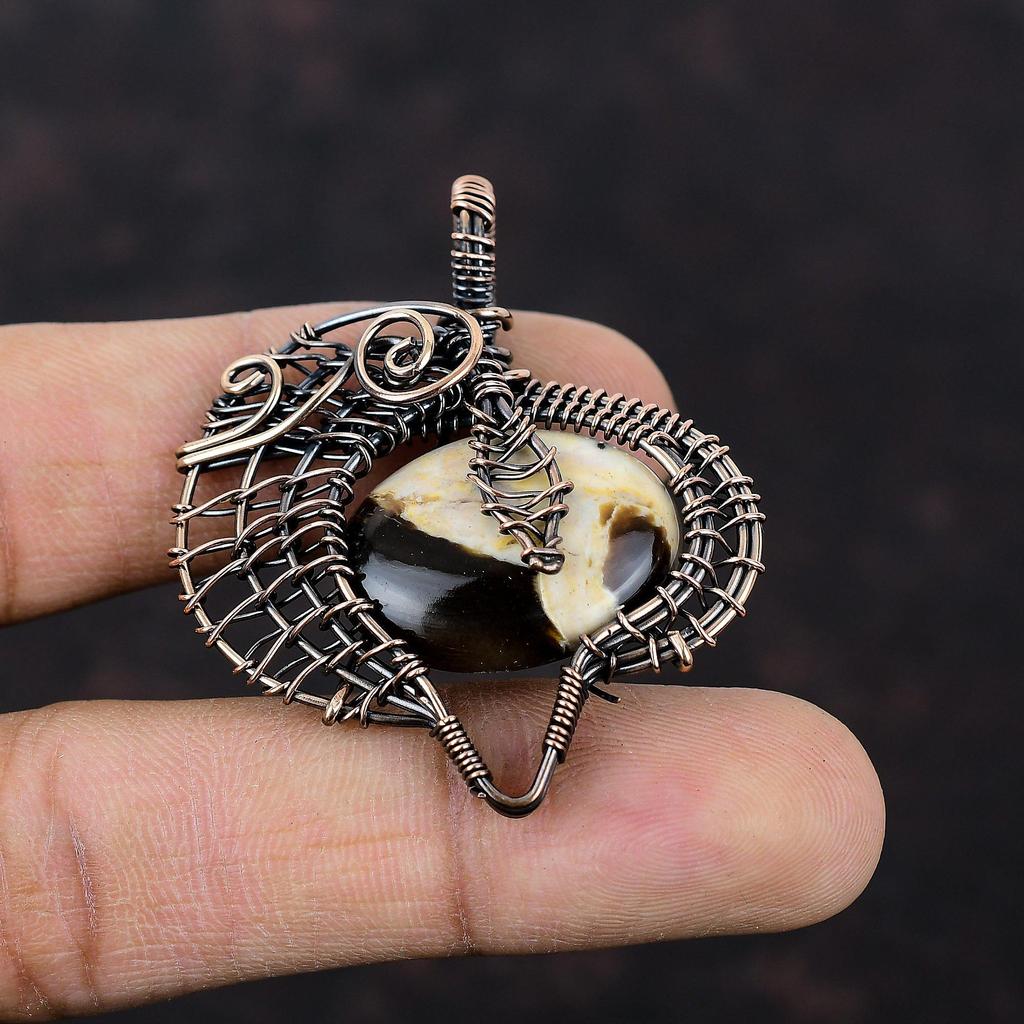 Подвеска из арахисового дерева, яшмы, медная проволочная обертка, ювелирные изделия ручной работы, медная проволочная обертка, проволочный дизайн, ювелирные изделия, подарок для женщин, ювелирные изделия из драгоценных камней