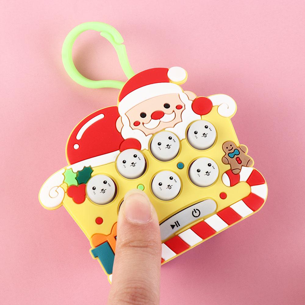 Cartoon Handheld Game Machine Keychain Christmas Quick Push Bubble Game  Children Gifts