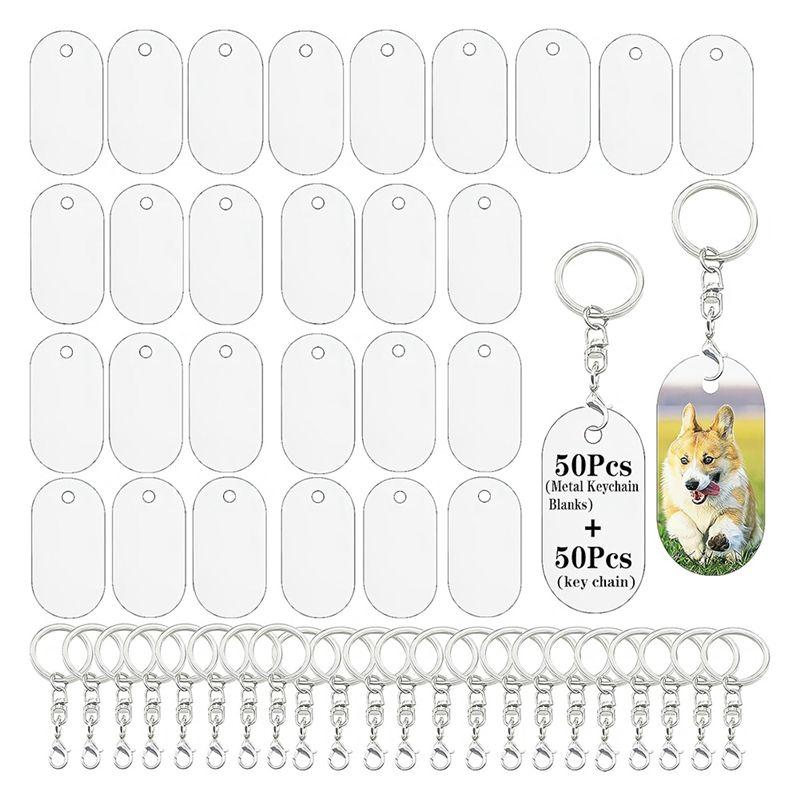 Practical-Metal Sublimation Keychain Blanks,Sublimation Blanks Bulk For Keychains,Double Sided Sublimation Ornament Blanks