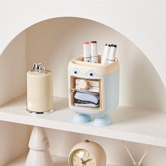 Милый мультяшный держатель для ручек в виде свиньи, многосекционный органайзер для стола с выдвижным ящиком, многофункциональный держатель для косметики и кистей для макияжа для дома, офиса, школы