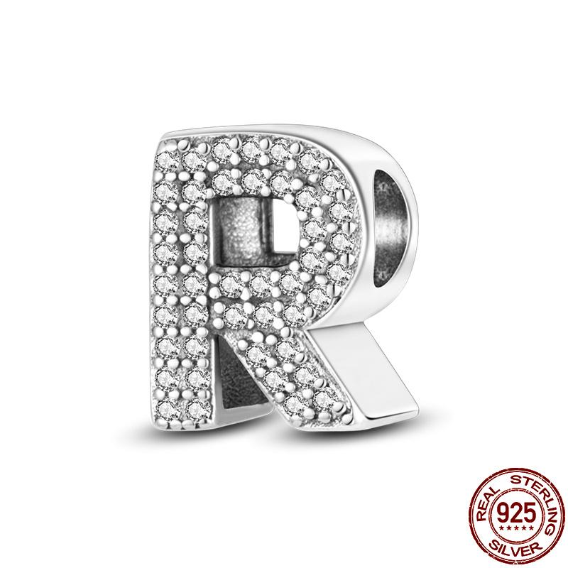Silver 925 Charms Original Fit Original Bracele Silver Classic 26 Letters Beads Diy Charm For Women Jewelry