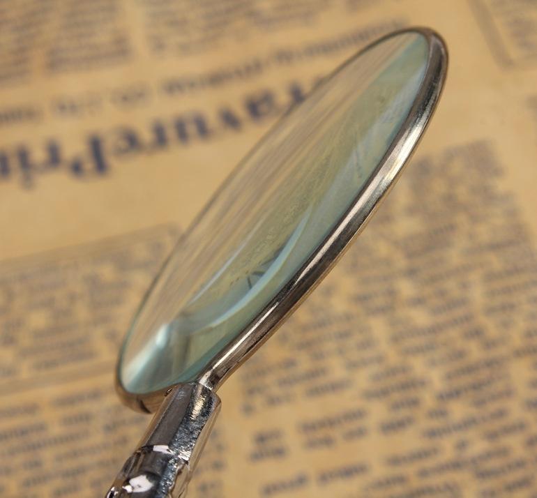 Russian Style 5X Gold Glass Lens Flower Handle High-grade Reading Magnifying Glass Embossed Handle