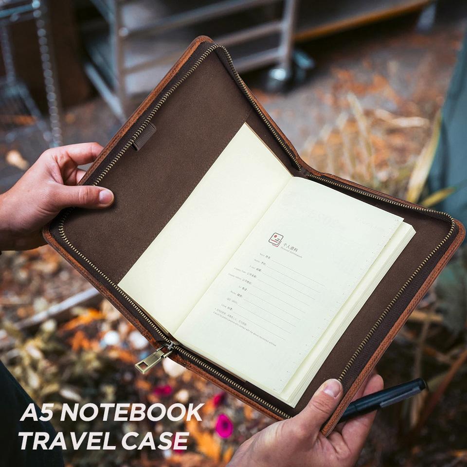 A5Laptop Notebook Case Handmade Genuine Leather With Multiple Card Fountain Pen Positions School Office Supplies Stationery