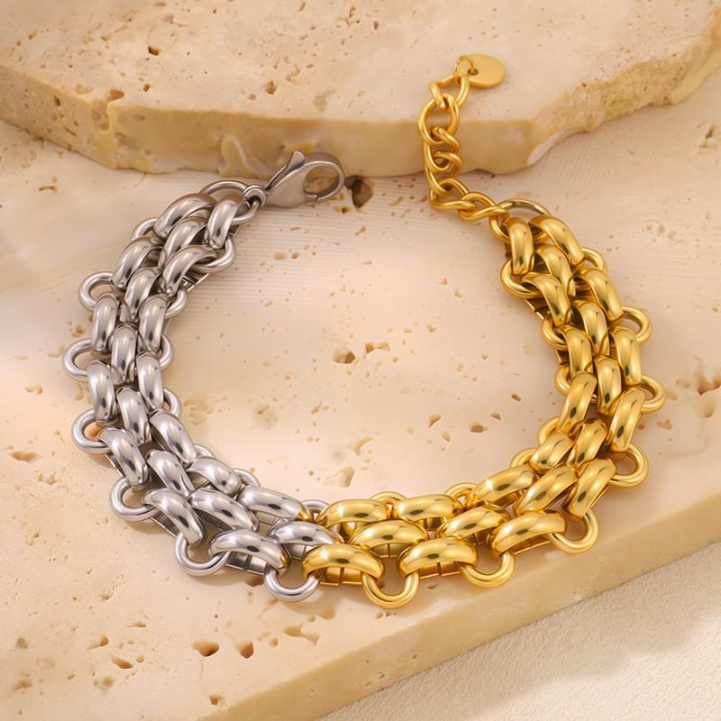Роскошный браслет с четырехлистником: Позолоченная 18K, Невыцветающая Титановая Сталь с Алмазными Акцентами