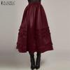 ZANZEA Женские винтажные однотонные многослойные юбки