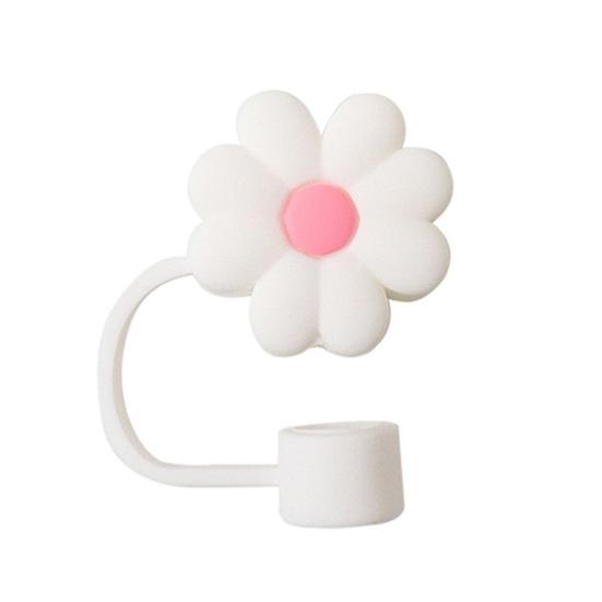 Silicone Straw Cap 10mm/0.4in Flower Shape Dust-Proof Insect-Proof Reusable Straw Tips Lids Funny Cartoon Tumbler Straw
