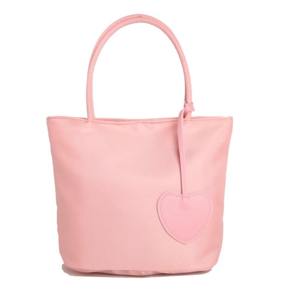 With Heart Pendant Underarm Bag Solid Color Oxford Cloth Shoulder Bag Nylon Tote Bag Women