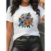 Womens Heart Print Round Neck Short Sleeve Casual Durable Daily Tee
