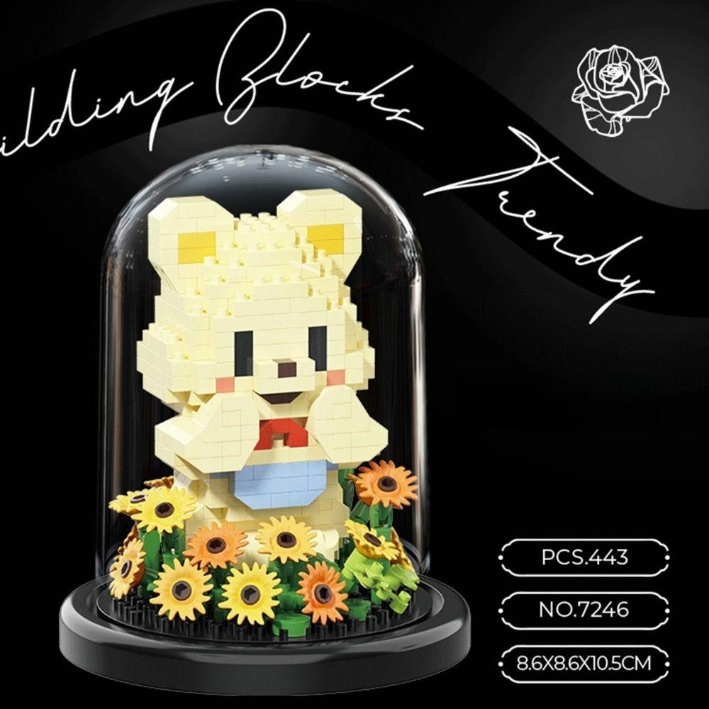 Animal Garden Building Blocks Potted Plants Roses Building Toys Desktop Ornaments  Birthday Gifts