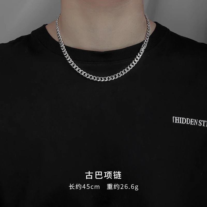 Ожерелье из титановой стали, не тускнеющее, мужское, трендовое, в стиле хип-хоп, женская кубинская цепь, универсальное, уличный стиль, трендовое ожерелье в стиле тяжелой индустрии