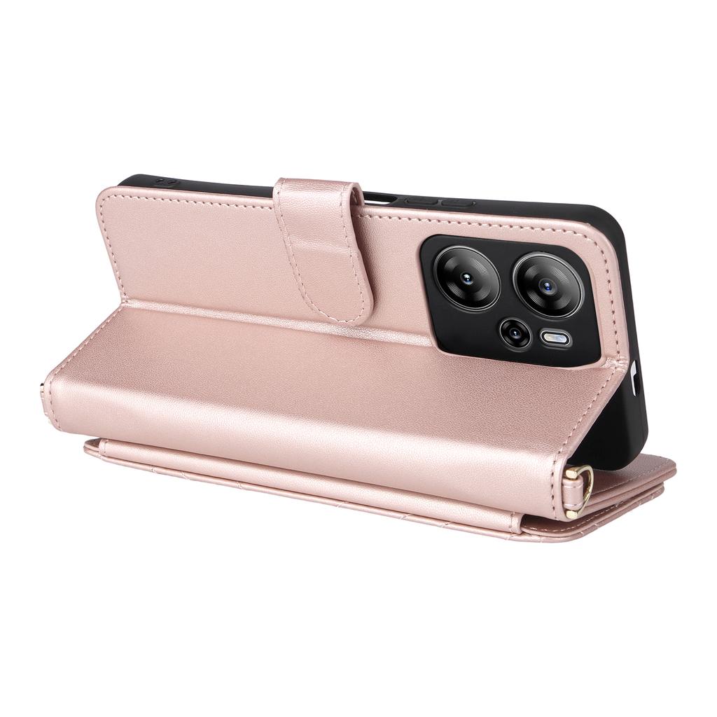 For Blackview Oscal Tiger 13 Wallet Case with Shoulder/Wrist Strap Leather Phone Cover Stand