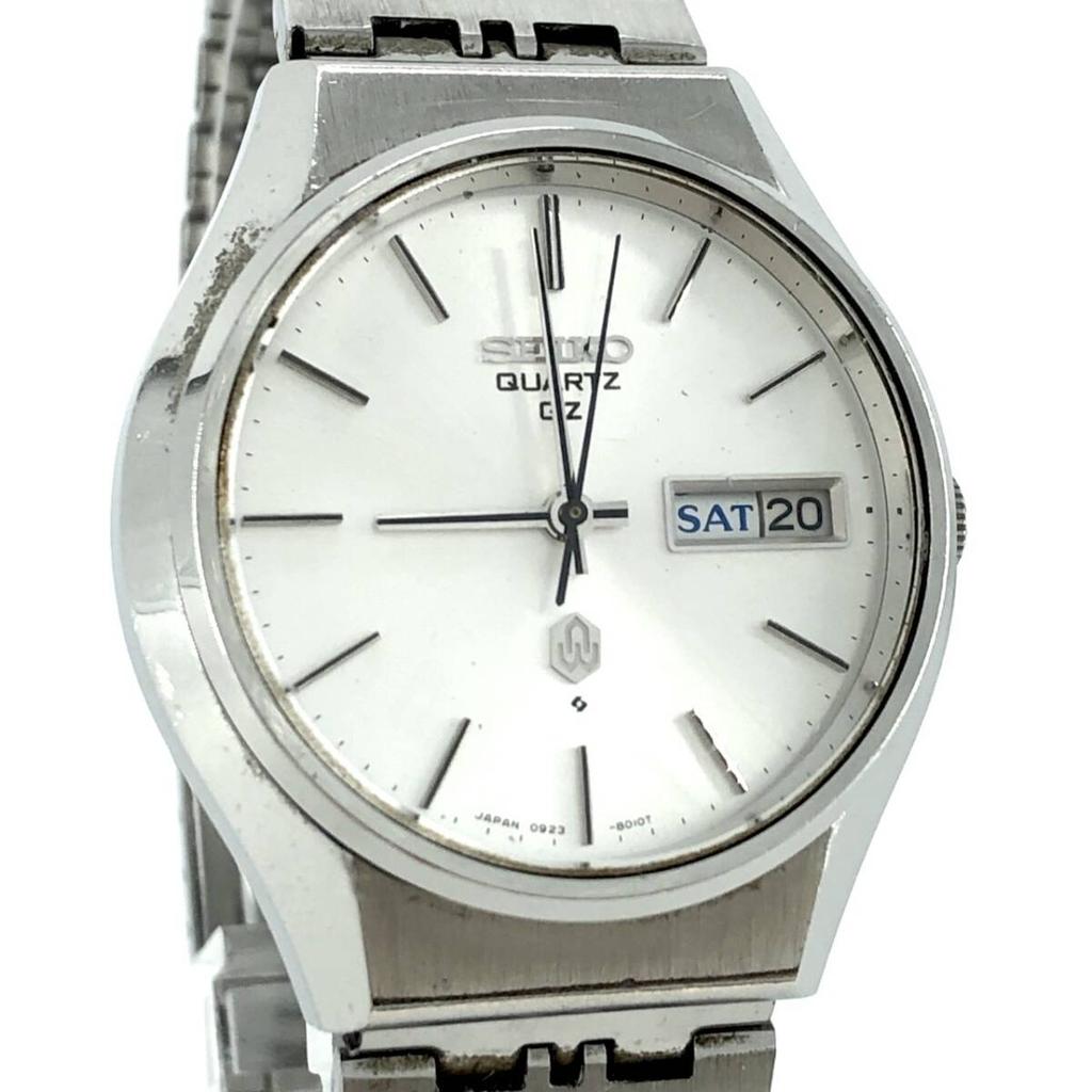 Новый аккумулятор Рабочий SEIKO 1974 Серебристый Водонепроницаемый для Ежедневного использования заменен. состояние. 0923-8010 Кварц, модель, 4N0582, День-Дата, Циферблат, Мужские часы