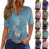 Women's T Shirt Tee Print Button Short Sleeve Tunic Daily Weekend Fashion Basic V- Neck Regular Top