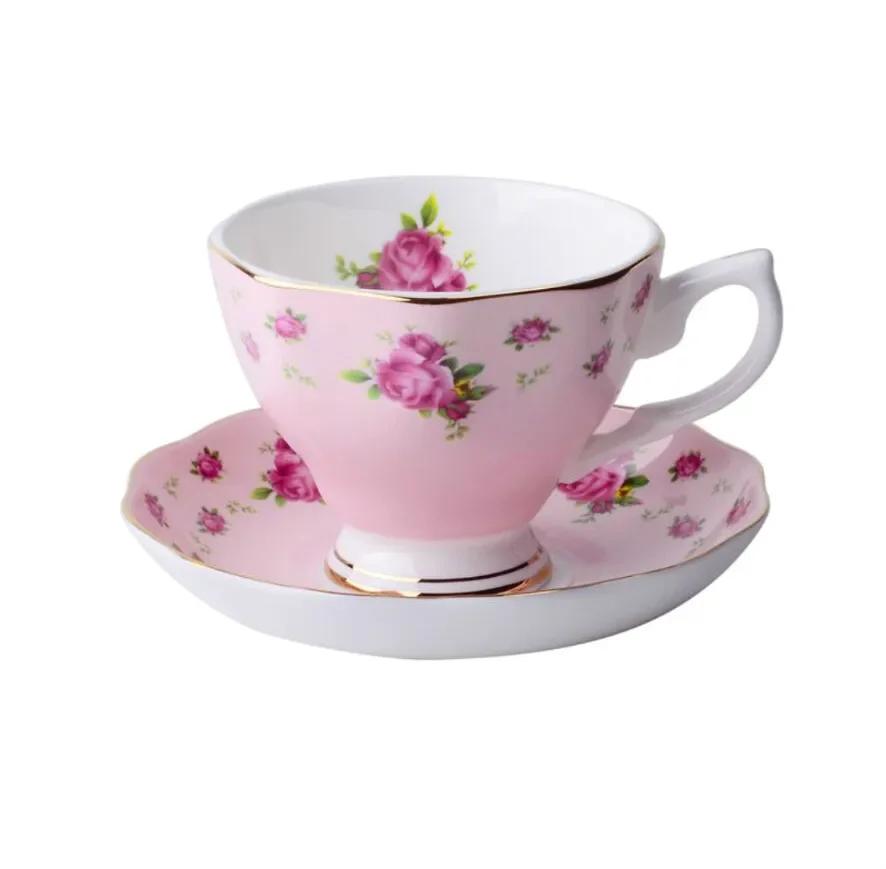 Bone China Coffee Cup Spoon Saucer Set English Afternoon Tea Cup Coffeeware 170ml Porcelain Cup and Saucer for Coffee