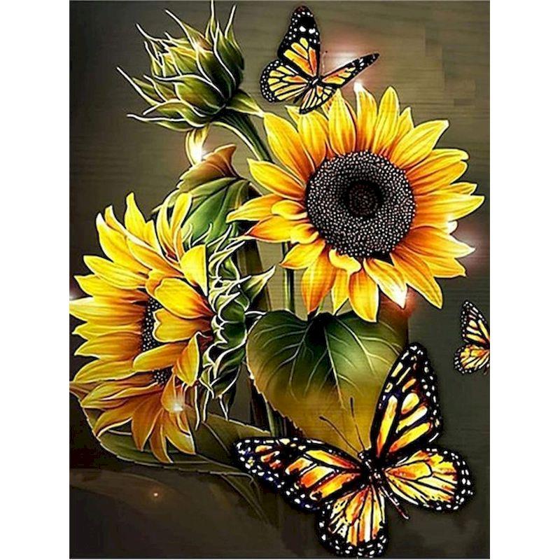 5D DIY Sunflowers Diamond Painting Kits Full Round Diamond Embroidery Cross Stitch Mosaic Art Home Decor Diamond