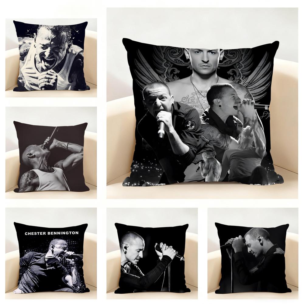 Rock Singer CChester BBennington Cushion Cover Linen Pillowcase Soft for Sofa Bed Home Room Decor