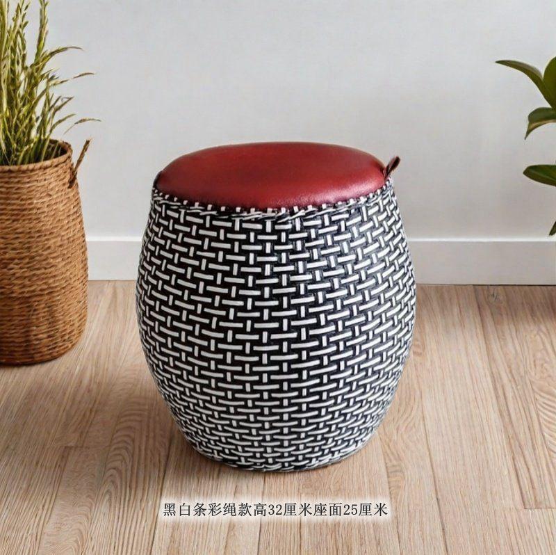 Круглая ротанговая подушка-пуф ручной работы, татами-пуфик, низкий стульчик для журнального столика в гостиную