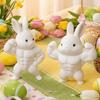 Cute Easter Fitness Rabbit Funny Plastic Muscular Rabbit Statue  Collectors Realistic Small Rabbit Ornament Home Desk Decor