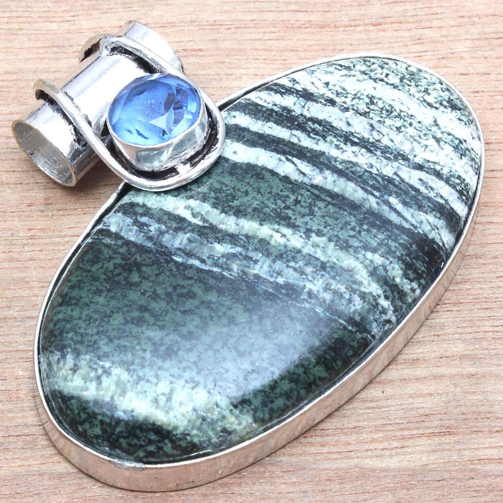 Подвеска Zebra Jasper Gemstone Подарок на День Матери Серебряное Украшение 1,5"
