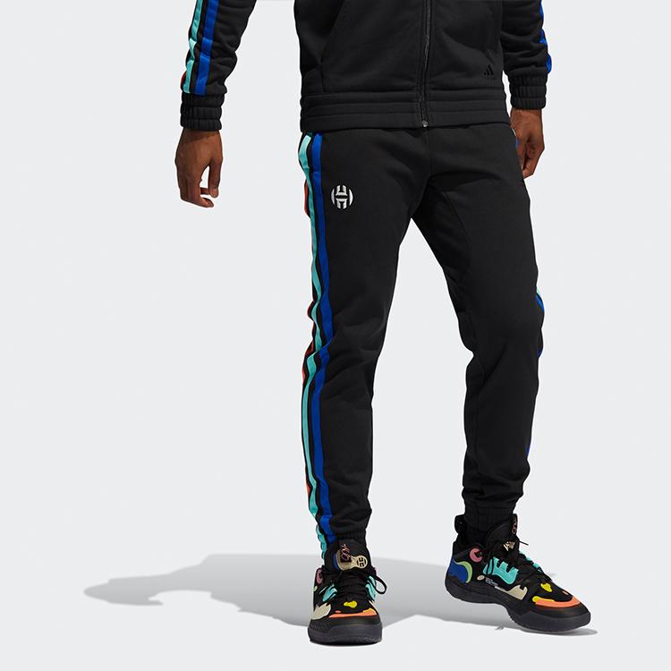 Adidas Флисовые баскетбольные джоггеры Harden с эффектными мужскими штанами с тремя полосками, черные GP8111