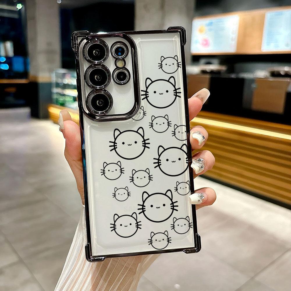 Забавный Кот Черно-белый Рисунок Коты Чехол Для Galaxy S26 Ultra Чехол Для Телефона Для Samsung S26 S25 S24 S23 S21 Ultra S20 FE S25 Plus Чехол