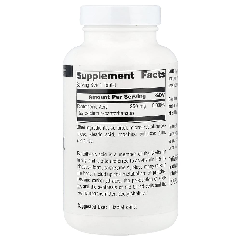Source Naturals Пантотеновая кислота Витамин B-5 250 мг, 250 таблеток