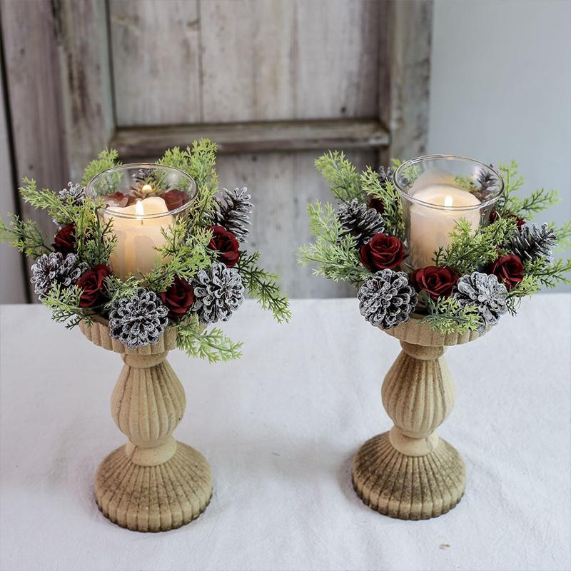 Рождественская композиция из украшений, имитация шишек, роз, цветов, реквизит для фотосъемки