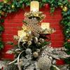 Christmas Tree Topper Candle Holder 3-Tier Metal Triple Candle Tree Topper Shelf Candelabra Indoor Light-up Xmas Tree Topper Decoration