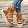 2024 Summer Women Sandals High Heel Sandals Women Open Toe Suit Female Large Size Clogs Wedge Muffins Shoe Buckle Strap Suede Sandals