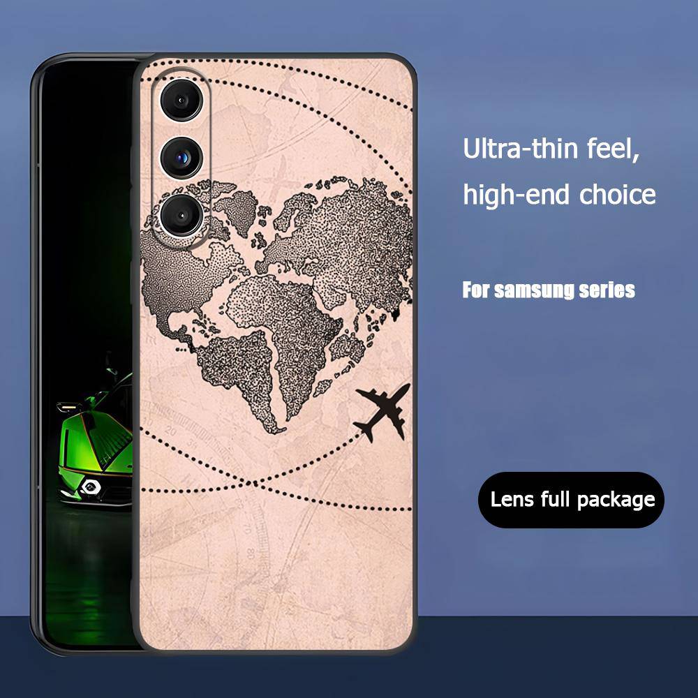 Мировая карта Путешествия Роскошный Черный Чехол для Телефона Для Samsung Galaxy S23 S24 S25 Ultra S22 Plus S21