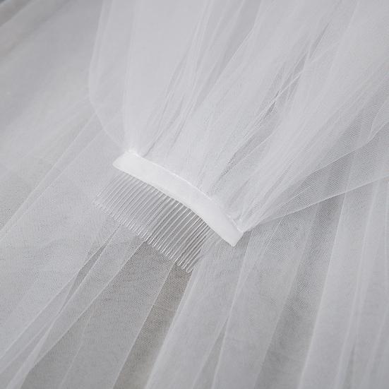 White Bridal Veil Double-Layered Solid Color Wedding Veil Soft Mesh Material Prom Cosplay Veil
