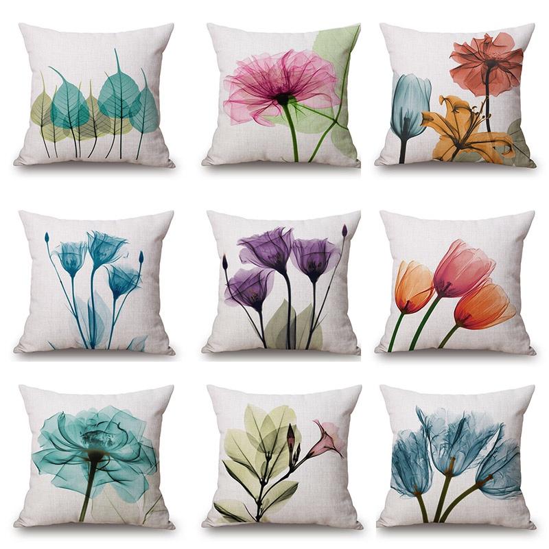 Premium Cotton Linen Pillow Case With Timeless Tulips Design For Home Decor