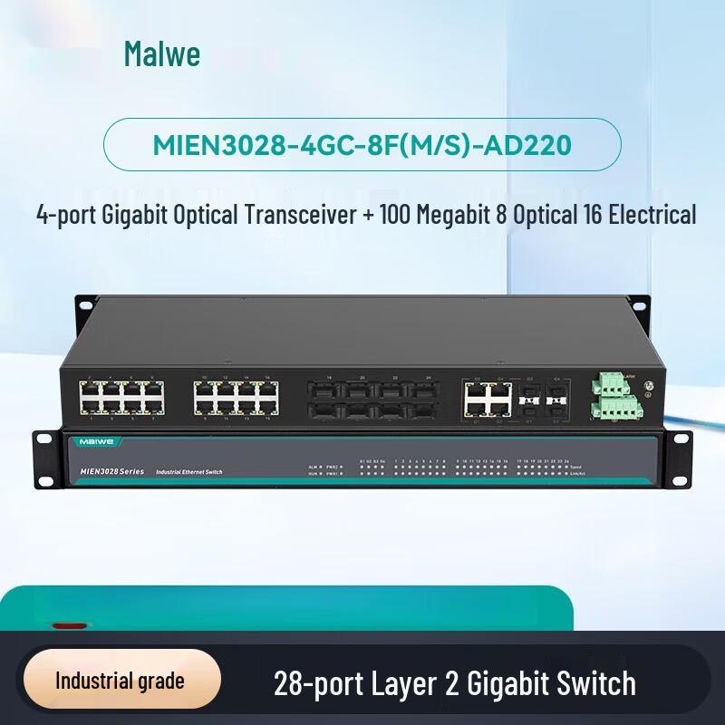 Промышленный стоечный коммутатор Maiwei 16-28 портов, быстрый/гигабитный