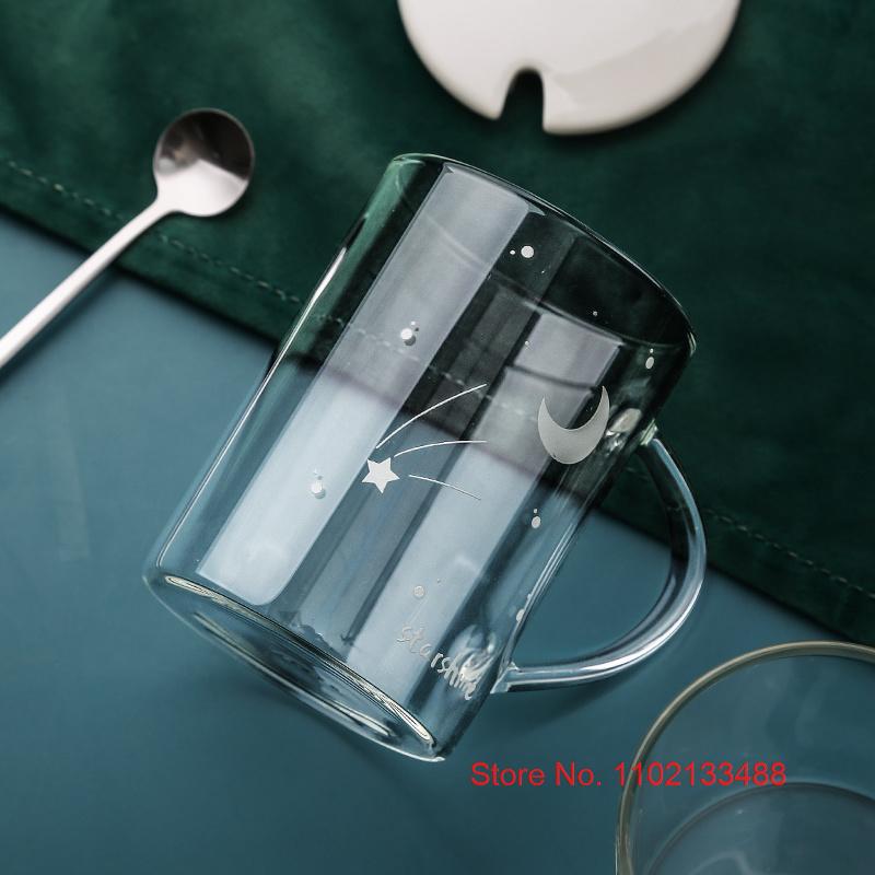 Светящееся стекло для воды Starshine с крышкой и ложкой INS, красивые офисные кофейные кружки, меняющие цвет, термочувствительная чашка для молока, чайная чашка