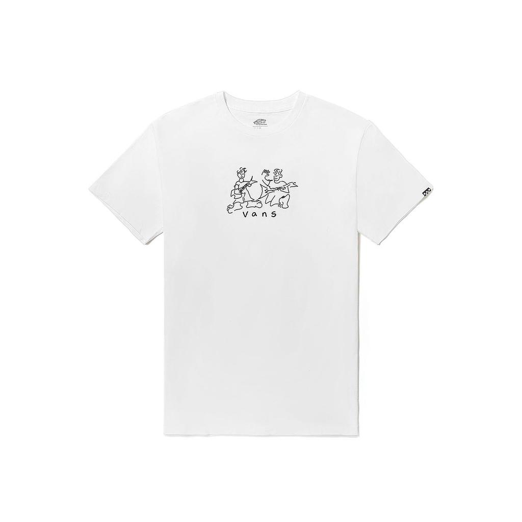 Vans Nick Michel Collaboration New Force Series Character Line Drawing Fun Print Round Neck Short Sleeve T-Shirt Unisex T-Shirt White VN0008TVWHT