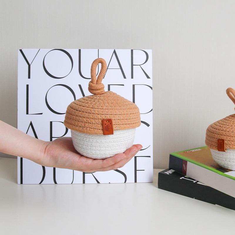 1 шт. плетеная корзина для хранения косметики, многофункциональный органайзер для ювелирных изделий, симпатичная плетеная корзина из хлопковой веревки, современный стиль, 2 стиля