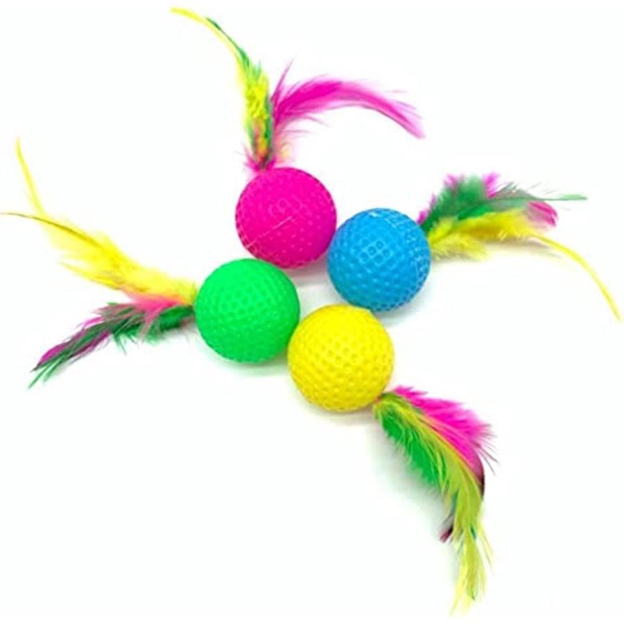 3 шт. смешанный забавный пластиковый мяч для гольфа с перьями, игрушка для кошек, интерактивный котенок, кошка, мяч-дразнилка, игрушка, товары для домашних животных