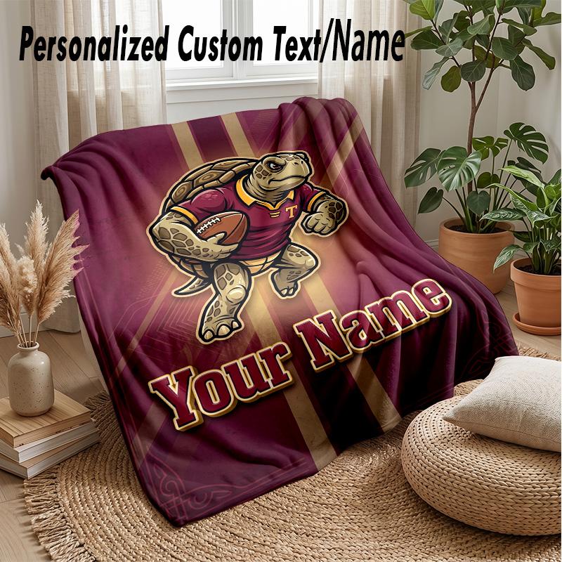 Queensland Maroons Custom Flannel Throw Blanket Print Your Name Text Soft Warm Blanket Holiday Present