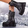 Martin Boots Gothic Slope Heel Platform Sole Spider Web Short Boots Women's Plus Size Women's Boots