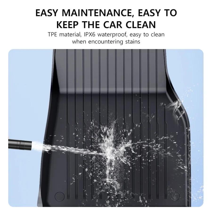 Коврики для пола и накладки на спинки сидений для новой Tesla Model Y Juniper 2025 Всепогодные Водонепроницаемые TPE Коврики в багажник Коврики для ног Автозапчасть