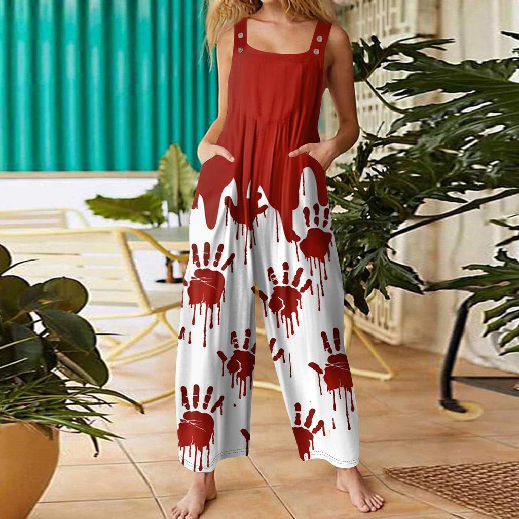 Женская мода ул.. Повседневный свободный ретро-комбинезон с подтяжками и принтом ко Дню Святого Патрика