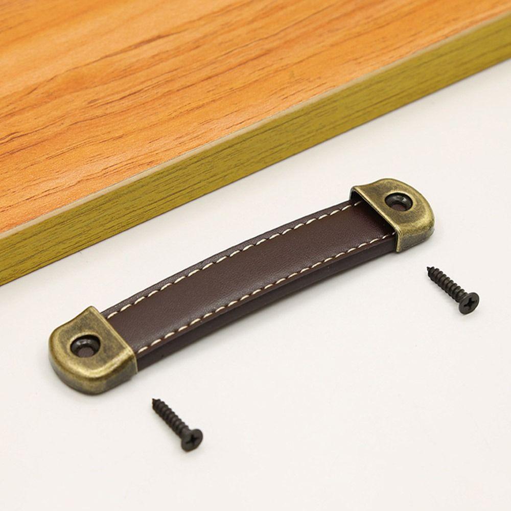 Цинк Цинковый сплав Ручка для ящика с винтами Мебельные ручки Винтажная кожаная ручка Шкаф