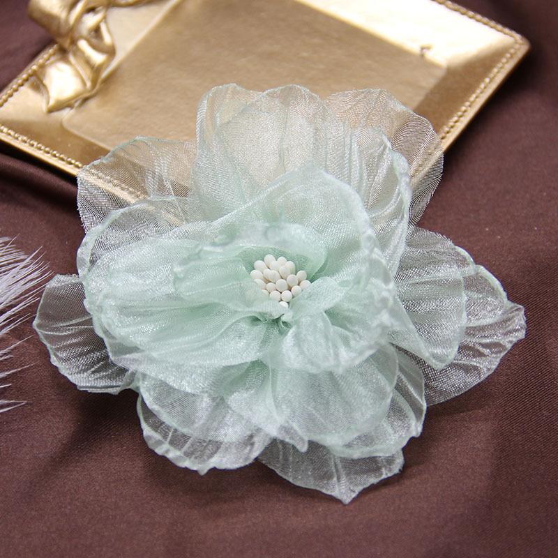 9 см Шифоновая марлевая цветок Искусственная ткань Шелковая головка цветка Для DIY Свадебная вечеринка Домашние украшения Цветочный венок Скрапбукинг Ремесло