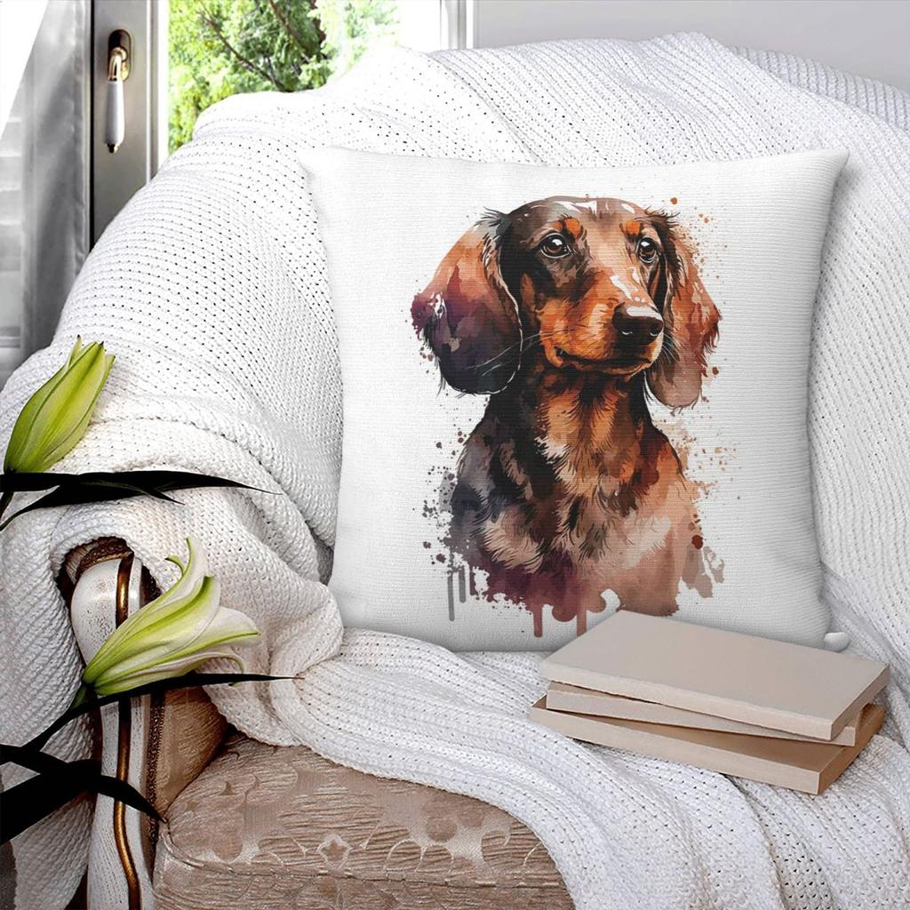 Dachshund Dog Animal Square Pillowcase Pillow Cover Polyester Cushion Zip Decorative Comfort Throw Pillow for Home Living Room