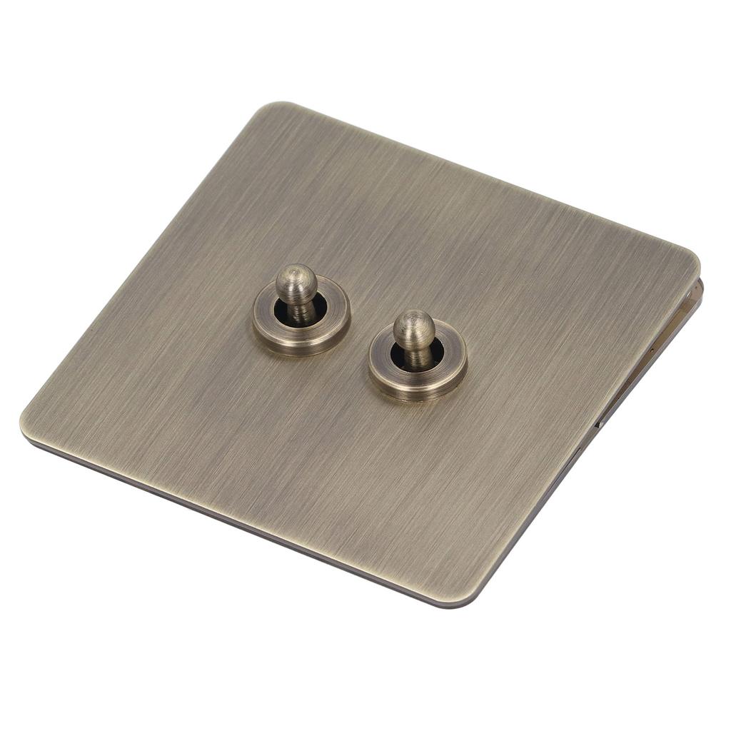 2 Way Toggle Switch Antique Bronze Texture Stainless Steel Panel Toggle Switch AC250V