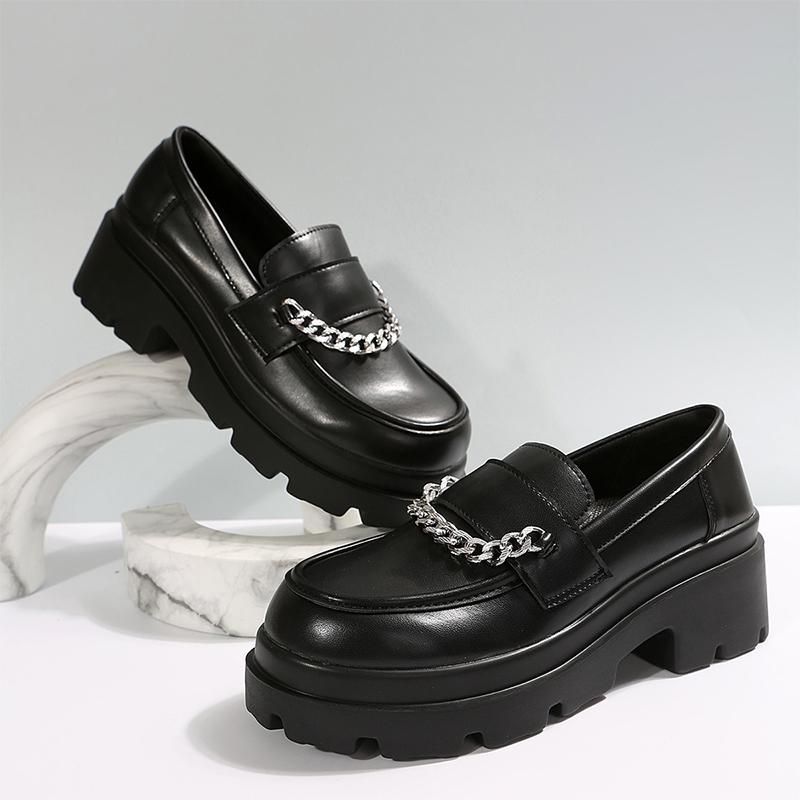 Цепные балетки кожаные женские лоферы повседневные удобные кроссовки на платформе для ходьбы женские 2024 осень новый бренд мода Zapatos Mujer