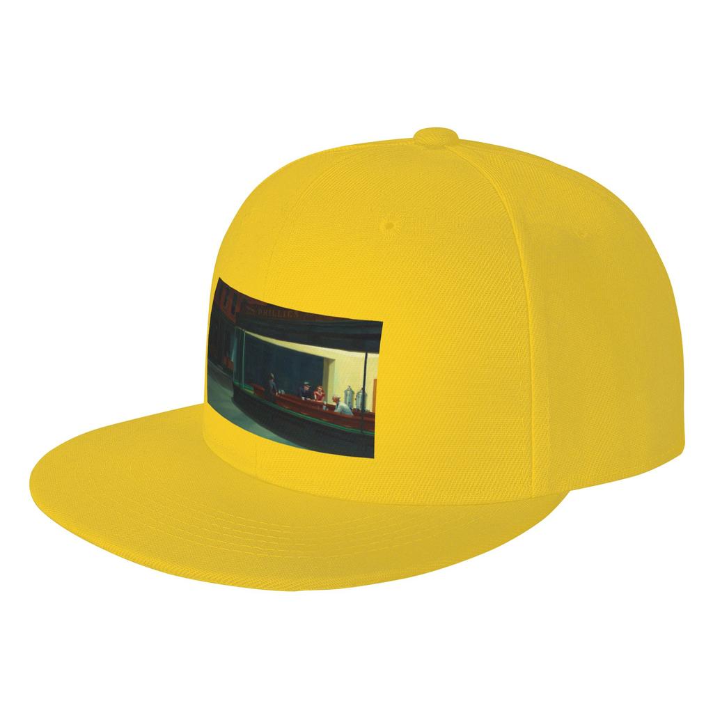 Fashion Nighthawks by Edward Hopper Flat Brim Sun Hat Washed Denim Cap Womens Cap